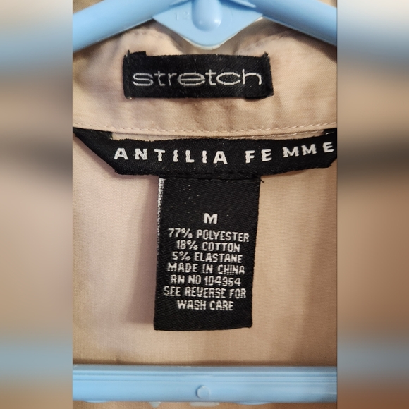 Blouse Cocoa Brown Cotton Blend Ladies Shirt Collared Short Sleeve Button Up Top - Picture 5 of 7